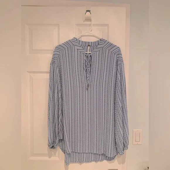 Free People Striped Tunic Top In Blue Stripe - Picture 4 of 5